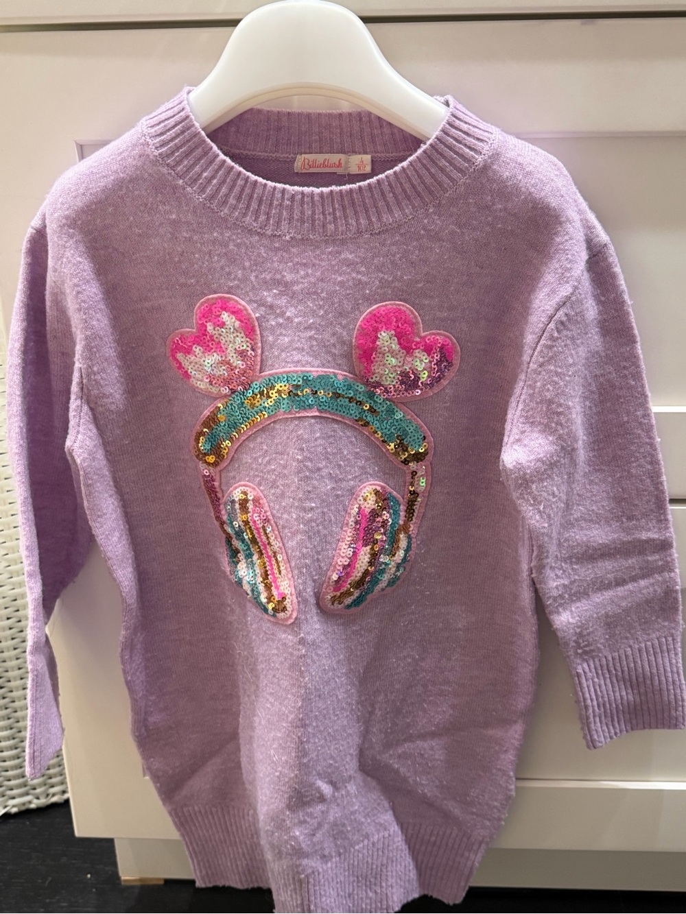 Billieblush Lilac Sequin Headphone Sweater Dress